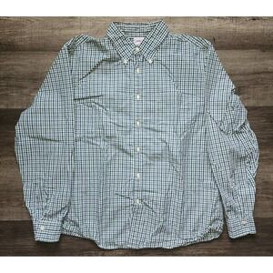 Brooks Brother's Men's Large Long Sleeve Button Down Shirt Green/Blue Plaid